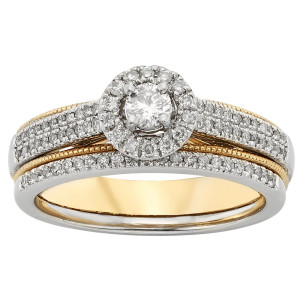 Sparkling Yaffie Bridal Set with 1/2ct TDW Two-tone Gold Diamonds