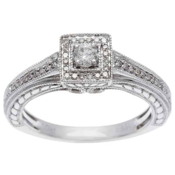 Princess Cut Diamond Ring with 1/4ct Total Diamond Weight in White Gold by Yaffie