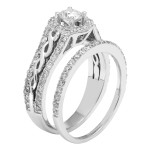 Certified IGL Round-cut Bridal Set with White Gold & 1-carat Diamonds by Yaffie