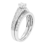 IGL Certified Yaffie 1ct White Gold Bridal Set with Round Cut Duo