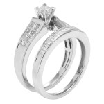 Elegantly styled Yaffie Princess Cut Bridal Set with a Sparkling 1 Carat TDW in White Gold