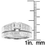 Elegantly styled Yaffie Princess Cut Bridal Set with a Sparkling 1 Carat TDW in White Gold