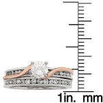 Swirling Love Bridal Set: 1ct TDW Round Cut in Yaffie White and Rose Gold