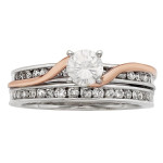 Swirling Love Bridal Set: 1ct TDW Round Cut in Yaffie White and Rose Gold