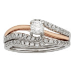 Bridal Bliss: White and Rose Gold Round Cut Set with 3/4 ct TDW