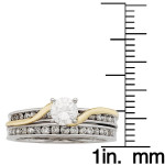 Elegant White and Gold Bridal Set with Sparkling 1ct TDW Round Cut