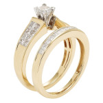Golden Yaffie Bridal Set with Sparkling 1ct Princess Cut Diamonds