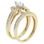 IGL Certified 1-Carat Marquise Diamond Bridal Set in Yaffie Gold
