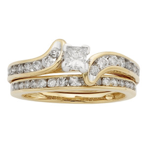 Certified Princess Cut Diamond Bridal Set - Yaffie Gold, worth 1ct TDW