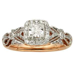 Rose Gold 1ct TDW Vintage Princess Cut Diamond Ring - Custom Made By Yaffie™