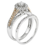 Gold and Diamond Wedding Band with 1 Carat Total Diamond Weight by Yaffie, in Two-Tone Design