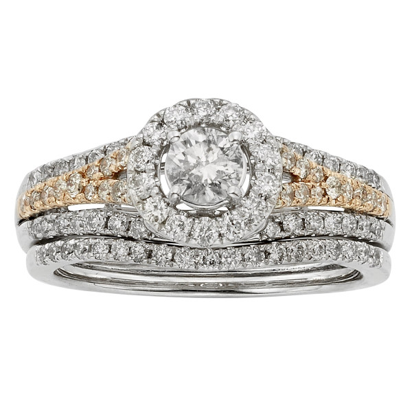 Gold and Diamond Wedding Band with 1 Carat Total Diamond Weight by Yaffie, in Two-Tone Design