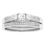 Certified IGL Yaffie Bridal Set with 1/2ct TDW Round Diamond, in White Gold Ring.