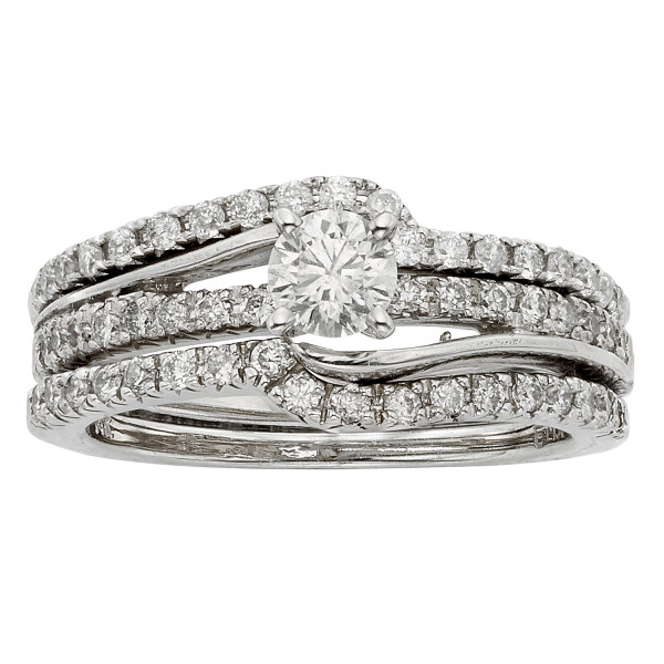 Bridal Set featuring 1ct TDW Diamond, elegantly crafted from Yaffie White Gold.