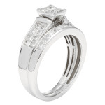 White Gold Diamond Princess Bridal Set - Dazzling 1ct TDW, IGL Certified