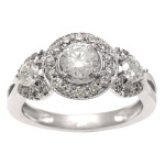 Vintage 3-stone Diamond Ring with 1ct TDW White Gold by Yaffie, Certified by IGL