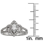 Certified IGL Marquise 1ct Diamond Ring with White Gold Halo for Engagement by Yaffie.