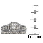 Princess Cut Diamond Bridal Set with IGI Certification, 1 Carat White Gold by Yaffie.