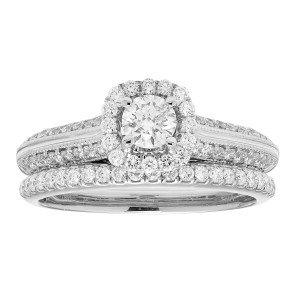 Round Diamond Bridal Set in Yaffie White Gold- IGL Certified with 1ct TDW