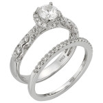 White Diamond Bridal Ring Set with IGL Certification and 1ct TDW in Yaffie White Gold