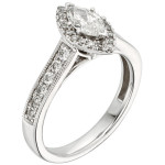 Glamorous Yaffie Ring with Marquise Diamond and White Gold