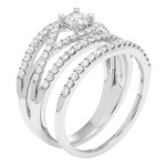 Certified IGL Yaffie Bridal Set - 1ct Round Diamond in White Gold Ring