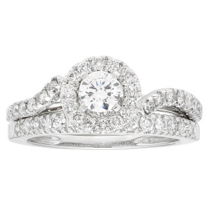Certified IGL Yaffie Round Diamond Bridal Set in White Gold with 1ct Total Weight