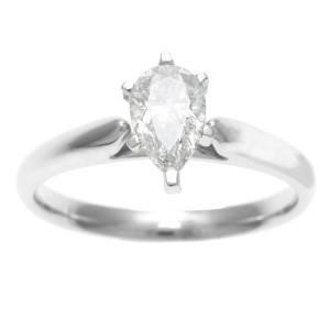 Yaffie White Gold Pear Diamond Ring with IGL Certification & 6 Prongs