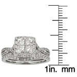 Certified Yaffie Princess-Cut Diamond Ring in White Gold with 7/8 Total Diamond Weight.