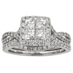 Certified Yaffie Princess-Cut Diamond Ring in White Gold with 7/8 Total Diamond Weight.