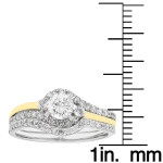 1ct TDW H-I, I1 IGL Certified Round-Cut Bridal Set with Yaffie Gold