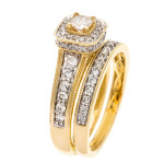IGL Certified Yaffie Gold Bridal Ring Set with 1ct TDW Diamond