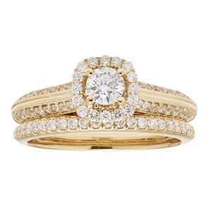 Certified IGL Yaffie Gold Bridal Set with a Sparkling 1ct Diamond