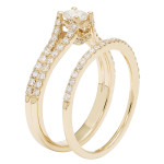 Certified IGL Yaffie Gold Bridal Set 1ct Round Diamond