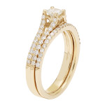 Certified IGL Yaffie Gold Bridal Set 1ct Round Diamond