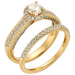 IGL Certified Round Diamond Bridal Set in Yaffie Yellow Two-tone Gold with 1 1/2ct TDW