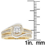Certified IGL Yaffie Bridal Set with 1ct TDW Round Diamonds in Yellow & White Gold
