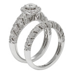 White Gold Art Deco Bridal Set with 1 Carat Total Diamond Weight by Yaffie
