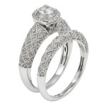 IGL Certified 1ct TDW Princess-cut Diamond Bridal Set in Yaffie Art Deco White Gold