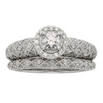 IGL Certified 1ct TDW Princess-cut Diamond Bridal Set in Yaffie Art Deco White Gold