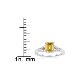 Lab-Created Diamond Ring with Emerald Cut and 1 1/10ct TW in White Gold by Yaffie