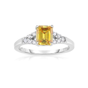 Emerald Cut Lab-Grown Diamond Ring by Yaffie in White Gold