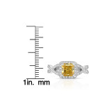 Radiant Yaffie White Gold Ring with Lab-grown Diamond Halo (1 1/3ct TDW)