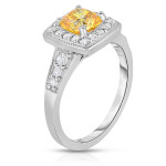 Princess Cut Lab-Grown Diamond Halo Ring - Yaffie White Gold 1 1/4 ct TW