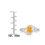1.5 Carat Radiant Cut Lab-Grown Diamond Swirl Ring in White Gold by Yaffie - SI Clarity.