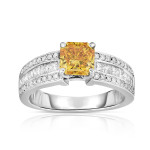 Radiant White Gold Ring with 2.25ct TDW Lab-grown Diamonds by Yaffie