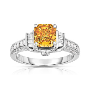 Elevate your elegance with Yaffie 14kt WG 2ct TDW Radiant Cut 3-sided Lab Diamond Ring.