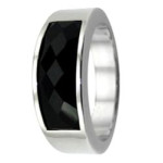 Yaffie ™ Bespoke Black Inlaid Stainless Steel Cocktail Ring