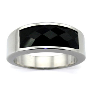 Yaffie ™ Bespoke Black Inlaid Stainless Steel Cocktail Ring