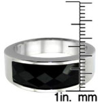 Yaffie ™ Bespoke Black Inlaid Stainless Steel Cocktail Ring
